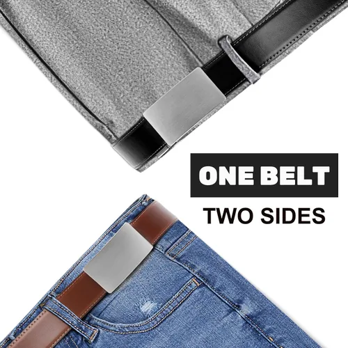 Miniatura 3 de Cinturones de vestir de cuero para hombre con hebilla reversible Cinturón de jeans casual