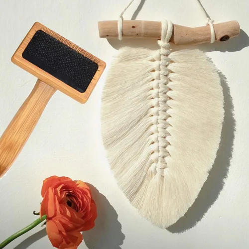 Miniatura 3 de Tyoungg Peine de macramé de madera para colgar en la pared con flecos, para colgar en la pared, para colgar plantas, manualidades, cuerda de tejer