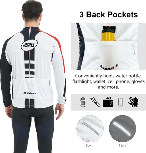 Miniatura 38 de sponeed Ropa de ciclismo para hombre, manga larga, para bicicleta de montaña, camiseta de bicicleta de carretera, pantalones acolchados, trajes