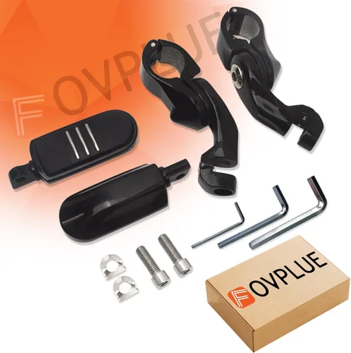 Miniatura 7 de FOVPLUE Estriberas de carretera de 1.25 pulgadas, clavijas ajustables en ángulo corto con soportes para Harley Touring Street Glide Electra Glide