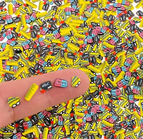 Mezcla de rodajas de arcilla polimérica para autobús escolar, pizarrón de regreso a clases, rebanadas de arcilla polimérica, rebanadas de arte de