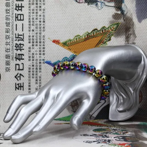 Miniatura 3 de Amandastone Pulsera elástica de cuentas redondas de 0.394 in con piedras preciosas naturales de 7 pulgadas