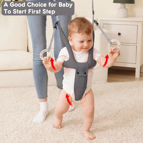 Miniatura 7 de Ayudante para caminar para bebés, arnés de mano para caminar, cinturón de asistente para caminar para bebés, soporte de pie para niños pequeños, Gris