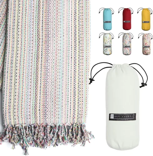 Miniatura 40 de BAY LAUREL Toalla de playa turca con bolsa de viaje, 39 x 71 pulgadas, de secado rápido, sin arena, ligera, grande, toallas de gran