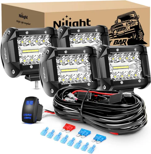 Miniatura 9 de Nilight - Luces LED marinas combinadas de punto de inundación de 4 pulgadas, 2 unidades, luces de navegación, iluminación de cubierta de pontón