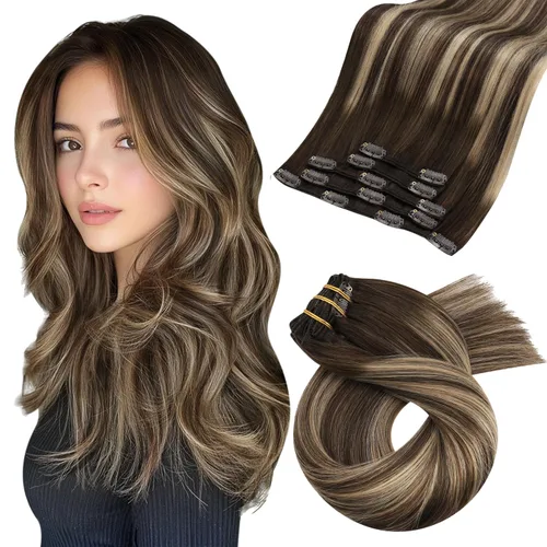 Miniatura 62 de Moresoo Extensiones de cabello humano Remy con clip, color rubio platino, extensiones de cabello humano real de doble trama, color rubio #60, 18