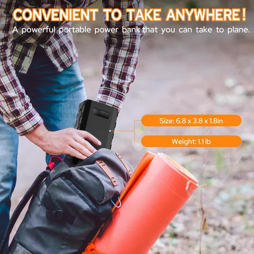Miniatura 5 de powkey Estación de energía portátil de 88 Wh, 24000 mAh, generador solar para acampar (panel solar no incluido), batería de litio de 110 V/65 W CA