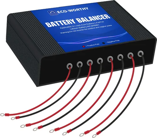 ECO-WORTHY Equilibrador de Batería 48V Equilibrador de Batería para Banco de 24V/36V/48V, Compatible con Batería LiFePO4, Ácido de Plomo/Gel/SLA