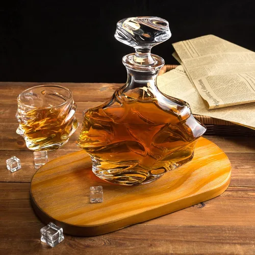 Miniatura 4 de KANARS - Decantador de whisky con tapón hermético, decantador grande de cristal hecho a mano para whisky, vino, bourbon, brandy, licor, centeno, ron