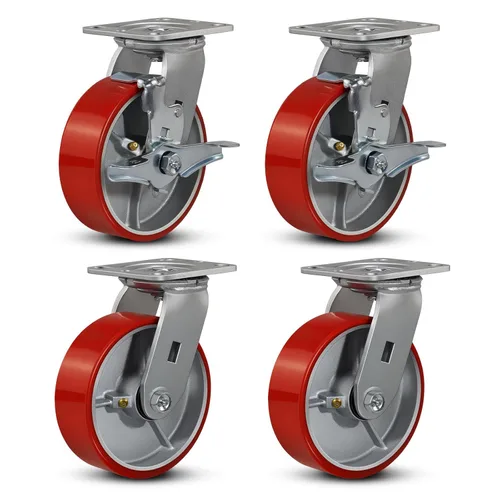 Miniatura 70 de Ruedas industriales de 4 x 2 pulgadas, ruedas resistentes, ruedas de poliuretano, capacidad de hasta 3200 libras. Uso para camión de plataforma
