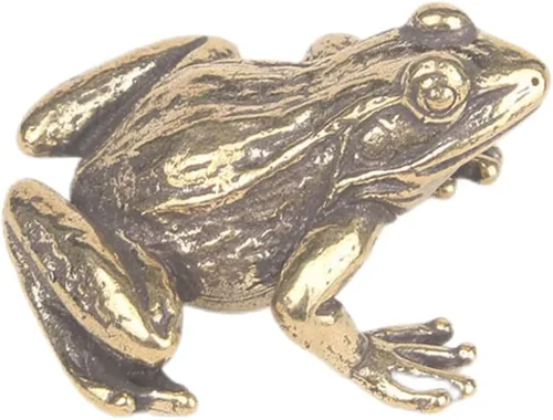 HOMSFOU Figuras de animales de latón, figuras de Feng Shui, rana de Vinatge, figuras de Feng Shui, decoración de mesa de rana, decoración de rana