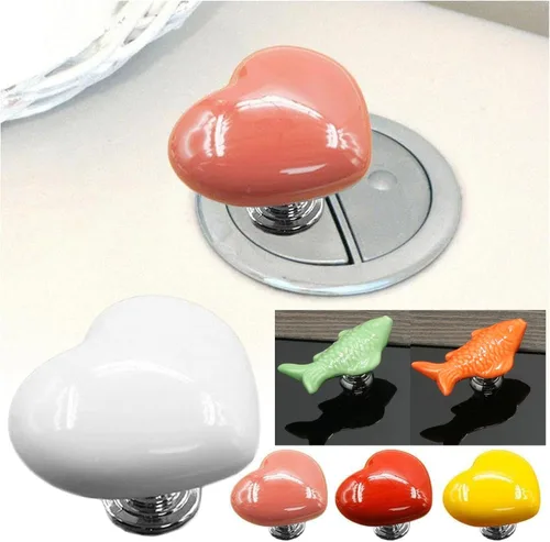Miniatura 3 de Love Heart - Botón de inodoro con forma de corazón, botón de repuesto para inodoro, sin necesidad de perforar agujeros, pomos de cajón, decoración