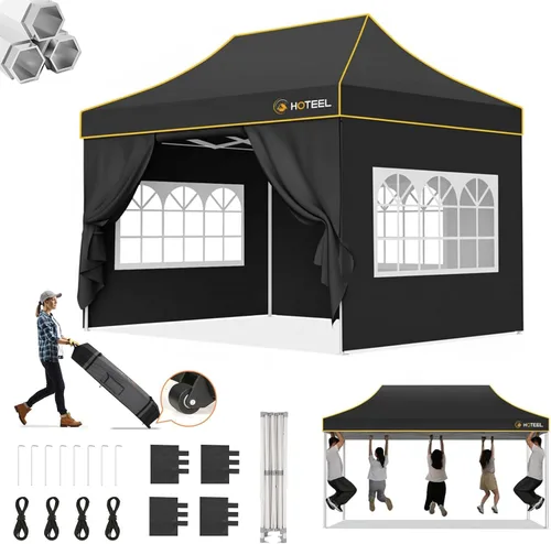 Miniatura 20 de Hoteel 10x15 Pop Up Canopy Tent Heavy Duty with 4 Sidewalls, Waterproof Party Tent, Easy Set-up Commercial Instant Tents with Roller Bag & Sandbags