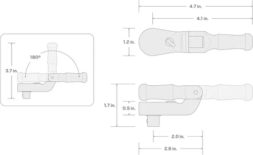 Miniatura 6 de TEKTON Trinquete Corto Plegable sin Liberación Rápida de Accionamiento de 3/8 Pulgadas SRH25104
