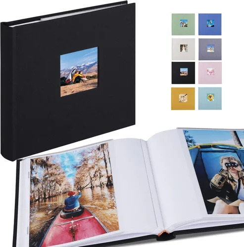 Miniatura 11 de Álbum de fotos pequeño 5x7 con capacidad para 50 fotos verticales con bolsillos de notas adhesivas, mini álbum de fotos con tapa de lino 5x7 con Gris