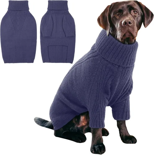 Miniatura 36 de IECOii Suéter extragrande para perro, suéteres térmicos cálidos para perros de raza gigante, ropa de punto, cuello alto de invierno, elástica