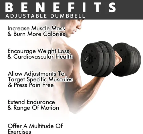 Miniatura 4 de Yaheetech Juego de mancuernas ajustables, pesas para ejercicio y fitness, con 4 collares Spinlock para mujeres y hombres, gimnasio en casa