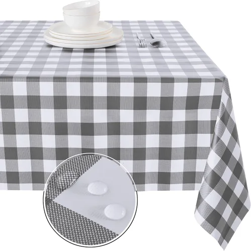 Miniatura 25 de Obstal Mantel 100% impermeable de PVC, mantel rectangular de vinilo a prueba de aceite y derrames, cubierta de mesa lavable para uso en exteriores e