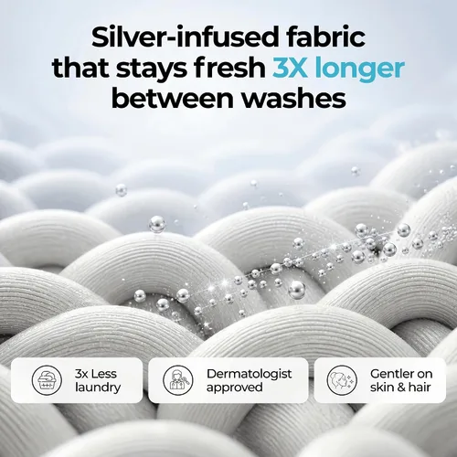 Miniatura 4 de Silvery Juego de sábanas con infusión de plata, tela ultrasuave que regula la temperatura con tecnología de autolimpieza que se mantiene fresca 3
