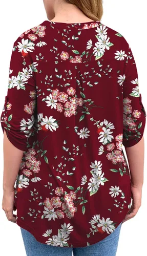 Miniatura 6 de a.Jesdani - Blusas de manga 34 que se enrollan, con cuello en V, diseño tipo túnica, talla extragrande para mujer