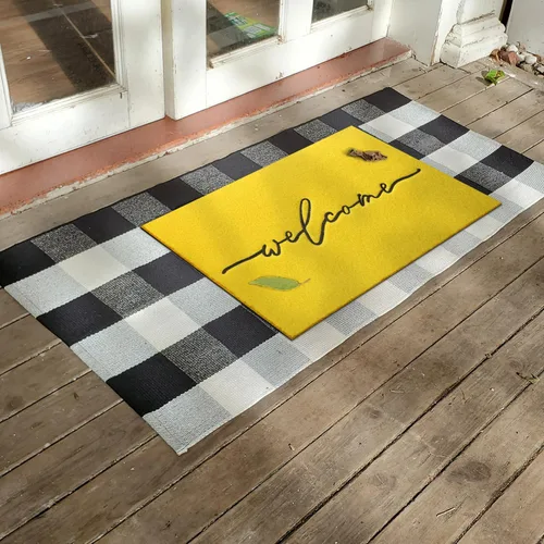 Miniatura 6 de AAZZKANG Alfombra Amarilla para Puerta Exterior Alfombra de Bienvenida para Puerta Interior, Alfombra Antideslizante de Goma para Puerta, Alfombras