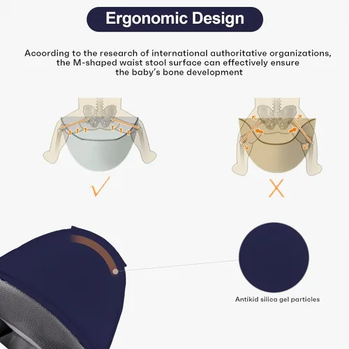 Miniatura 5 de Portabebés para recién nacidos a niños pequeños, con asiento de cadera, portabebés tipo canguro para hombres, mujeres, papá, mamá (azul oscuro)