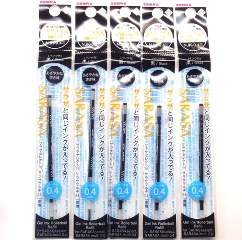 Zebra NJK-0.4 Recambio de tinta negra (RNJK4-BK), 0.016 in, para Sarasa Multi, × 5 paquetes/total 5 piezas (importación de Japón) [Paquete original