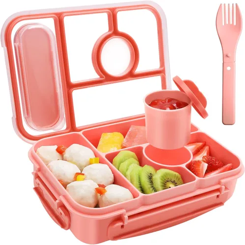 Miniatura 14 de Amathley Lonchera Bento para Adultos, Lonchera para Niños, Recipientes para Almuerzo para Adultos/Niños/Niños Pequeños, Lonchera Bento de 5 Azul