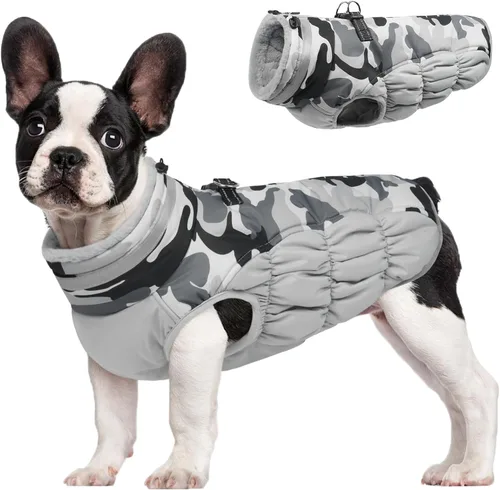 Miniatura 45 de FUAMEY - Chaqueta de invierno para perro, chaleco acolchado con arnés, ropa cálida para mascotas, abrigo con cremallera, impermeable, para perros