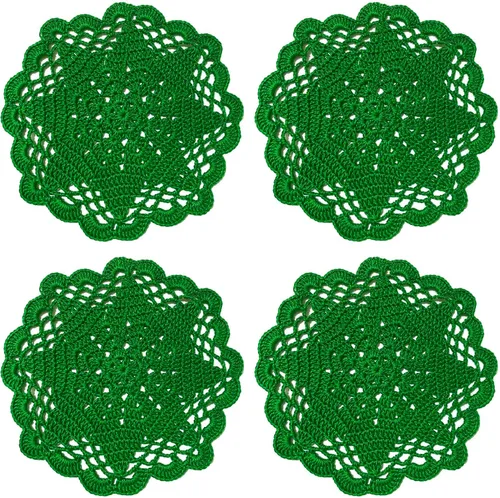 Miniatura 31 de Juego de 2 manteles individuales de encaje con diseño de flores huecas de ganchillo, manteles individuales de encaje para taza de té, aniversario