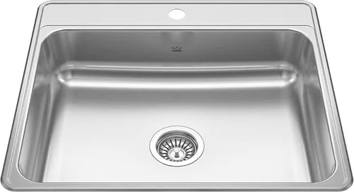 Kindred CSLA2522-8-1CBN Creemore - Fregadero de cocina de acero inoxidable de 25 pulgadas LR x 22 pulgadas FB x 8 pulgadas DP Drop In Single Bowl 1