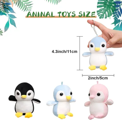 Miniatura 2 de Anboor Pequeños animales de peluche de pingüino de 4.3 pulgadas, juguete de peluche con llavero, premio, bolsas de regalo, mochilas, recuerdos