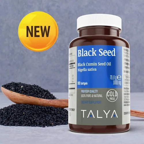 Miniatura 3 de TALYA Softgel de aceite de semilla negra con alta timoquinona, apoyo inmunológico, salud digestiva, función cerebral, movilidad articular, prensado