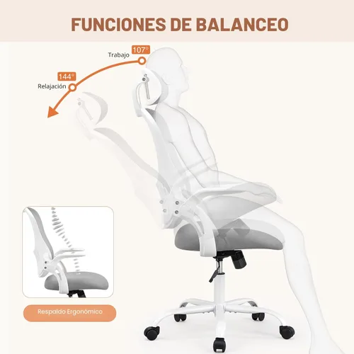 Miniatura 4 de Sweetcrispy Silla de Oficina para Hogar, Silla de Escritorio Ergonómica de Malla con Respaldo Alto, Sillas de Computadora Giratorias con Ruedas