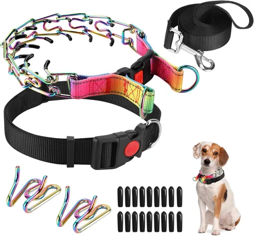 Miniatura 23 de Collar de entrenamiento de puntas con puntas cómodas y hebilla de cierre rápido – Collar de pellizco para perro con cubierta de nailon