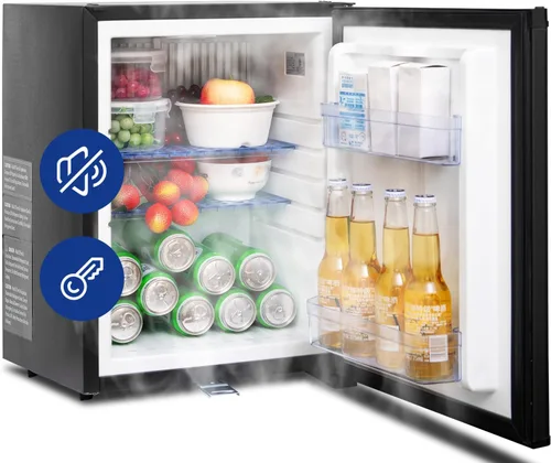 Miniatura 8 de Mini refrigerador con cerradura de 1.0 pies cúbicos, refrigerador pequeño de 110 V 12 V, puerta reversible, silencioso, sin ruido para dormitorio