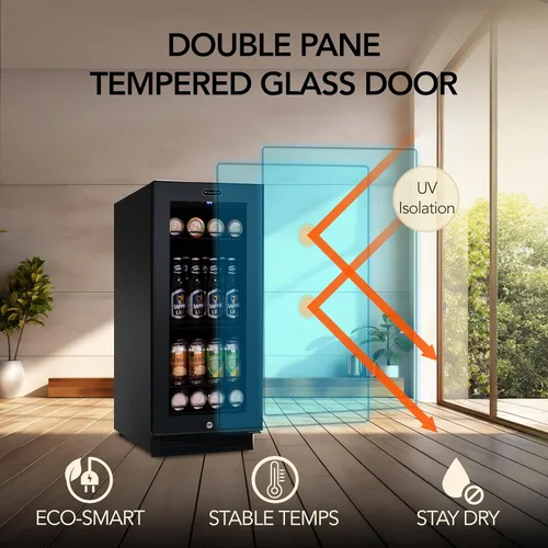 Miniatura 9 de Whynter BBR-801BG Refrigerador de Bebidas Empotrable y Enfriador Mini Nevera con Puerta de Vidrio con Cerradura, 3.0 Pies Cúbicos, Negro, 100
