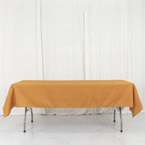 Miniatura 6 de TABLECLOTHSFACTORY - Mantel rectangular de poliéster para banquete de boda, fiesta, restaurante, 54 x 96 pulgadas, color dorado