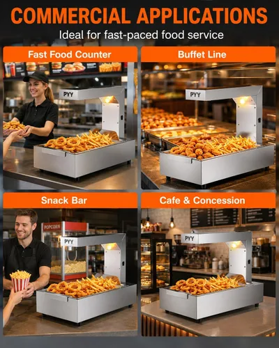 Miniatura 8 de PYY Calentador de papas fritas - Lámpara de calor comercial para calentar alimentos Luz de calentamiento de 122°F Estación de descarga de papas