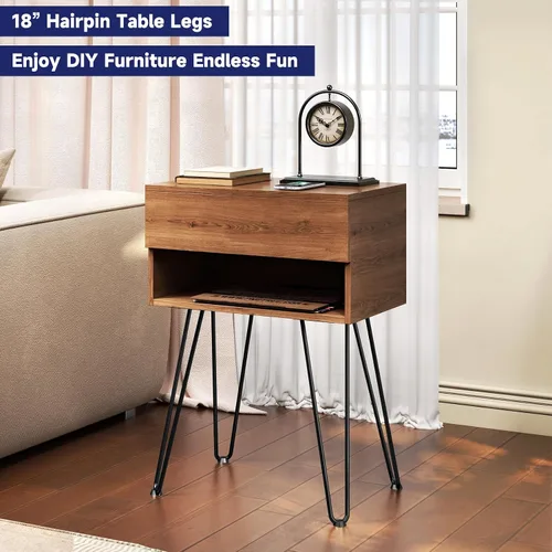 Miniatura 2 de Tengchang barras de metal sólido con acabado horneado estilo horquilla para utilizar como patas de mesa, banco, silla, etc, color negro de 8" 12