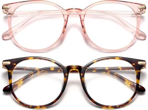 Miniatura 15 de Gaoye GY1688 - Paquete de 2 lentes de bloqueo de luz azul, marco redondo retro, antifatiga ocular, lentes para computadora para mujeres y hombres