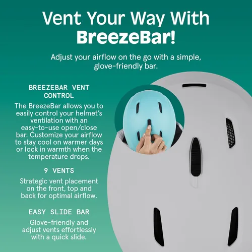 Miniatura 4 de Retrospec Zephyr - Casco de esquí – Casco de snowboard para adultos y jóvenes con ajuste ajustable, 9 rejillas de ventilación transpirables, Matte