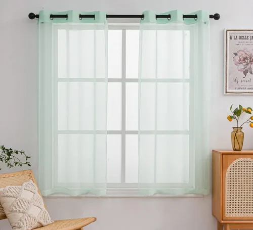 Miniatura 69 de PI - Cortinas traslúcidas con paneles pequeños, cortina transparente para ventana de cocina, mirador, 2 paneles