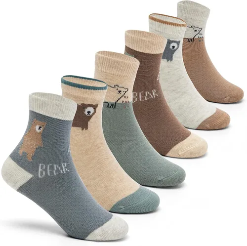 Miniatura 21 de Aisyee Calcetines de algodón para niños, calcetines sin costuras para niños, calcetines coloridos de cuarto de punto, paquete de 6