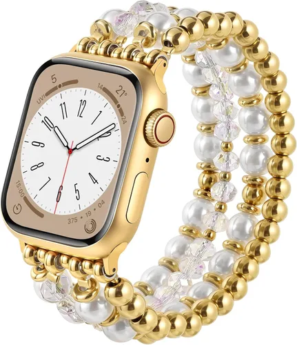 Miniatura 12 de AIRSPO Pulseras de cuentas compatibles con Apple Watch Band de 38, 40, 41, 42, 44 y 45 mm, hechas a mano, para series SE 8, 7, 6, 5, 4, 3, 2, 1