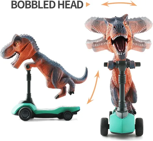 Miniatura 4 de DINOBROS Juguetes de dinosaurio para scooter, autos de tracción hacia atrás, mini patinetes de dedo para niños de 3, 4, 5, 6 años, juegos de regalo