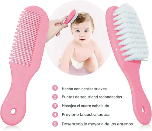 Miniatura 2 de Kit de aseo para bebé, juego de cuidado de seguridad para bebés con cepillo de pelo, peine, cortaúñas, aspirador nasal, kit de artículos esenciales