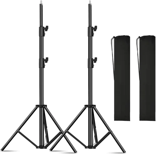 Paquete de 2 soportes de luz resistentes de 9.2 pies / 110 pulgadas con resorte de aluminio acolchado para trípode, carga máxima: 22.0 lbs ajustable