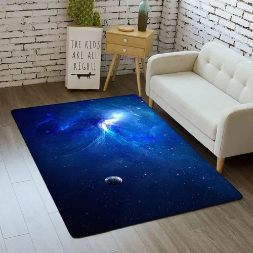 Miniatura 56 de Alfombra de espacio exterior para habitación de niños, 3 x 5 pies, alfombra Galaxy para dormitorio de niños, suave, antideslizante, sistema solar