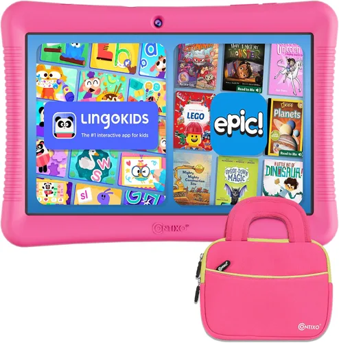 Miniatura 10 de Contixo K102 Paquete de tabletas para niños de 10 pulgadas, tableta de aprendizaje HD y bolsa de manga para niños de 3 a 7 años, incluye libros